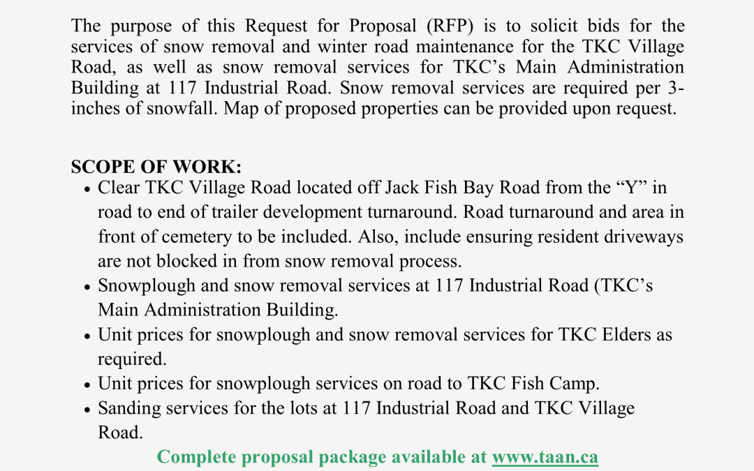 Snow Removal Services Needed – Request For Proposal
