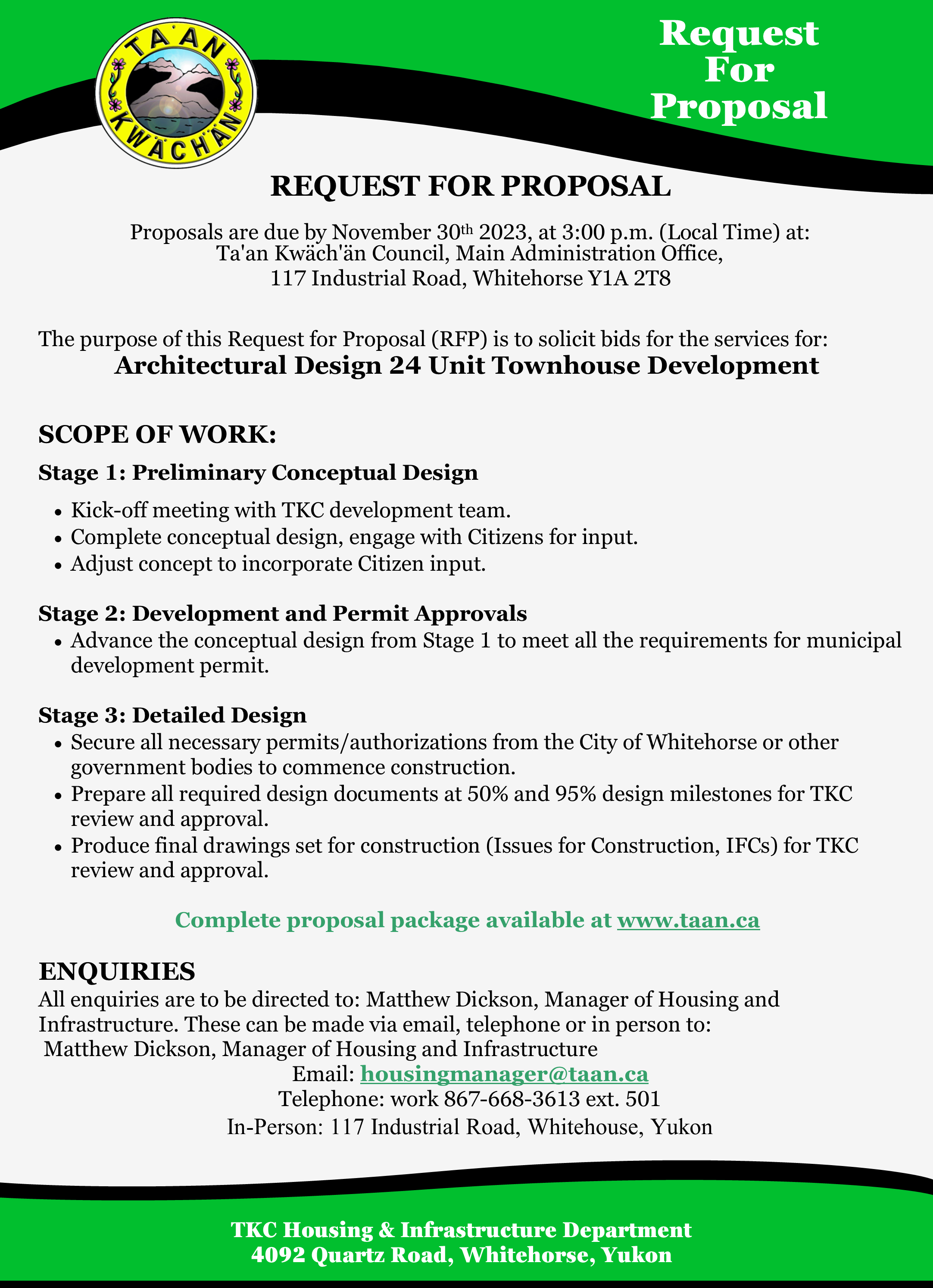 RFP - Architectural Design - Townhouse Development 11-07-23